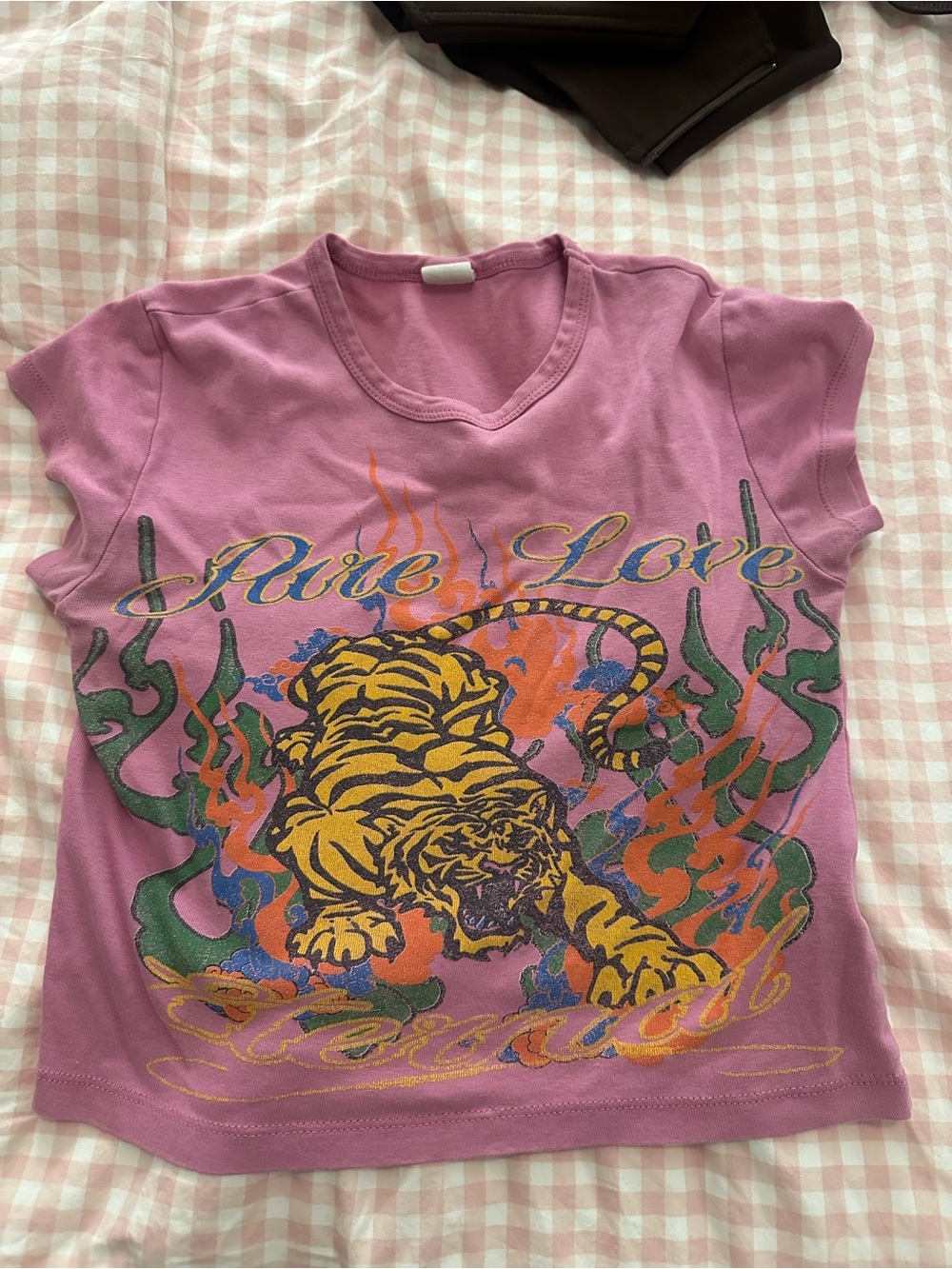 Pink 'Pure Love' Tiger Graphic Tee for Kidsu